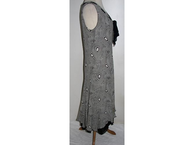 Escada Vestido asimétrico de seda. Negro Blanco - vista 3