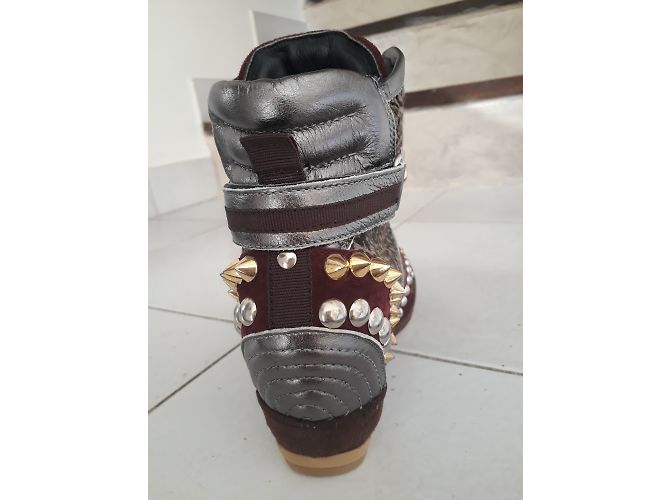 Sneakers Baldan in Pelle Bordeaux e Argento - vista 2