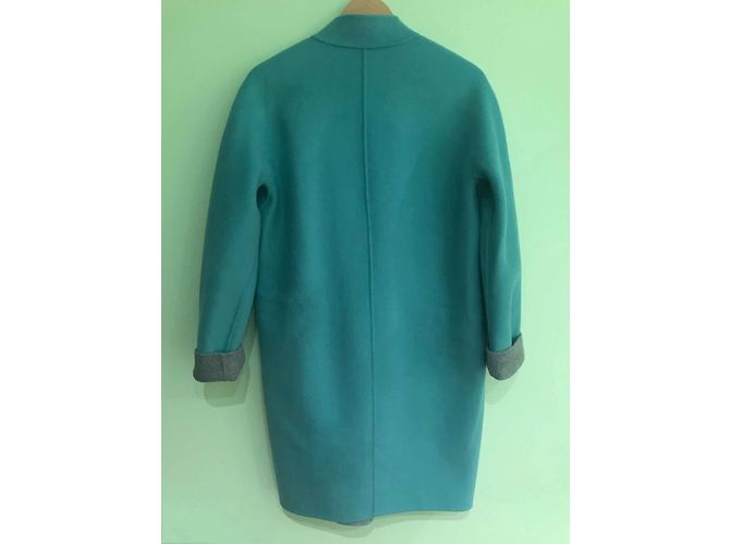 No Brand Abrigo reversible de lana hecho a mano verde gris Talla 36 - vista 4