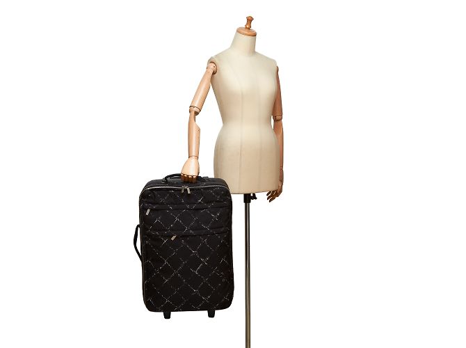 Chanel Old Travel Line Trolley Schwarz Weiß - Ansicht 11