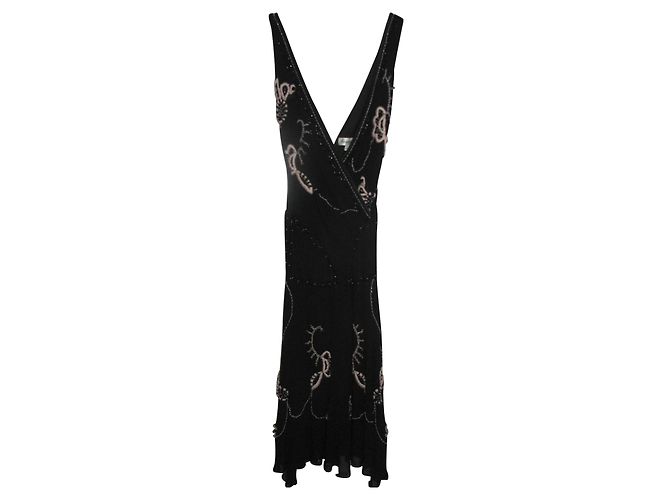 Temperley London Maxikleid aus schwarzer Seide mit Perlen - Ansicht 2