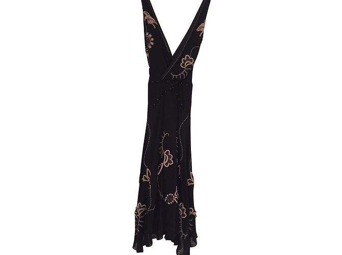 Temperley London Maxikleid aus schwarzer Seide mit Perlen - Ansicht 3