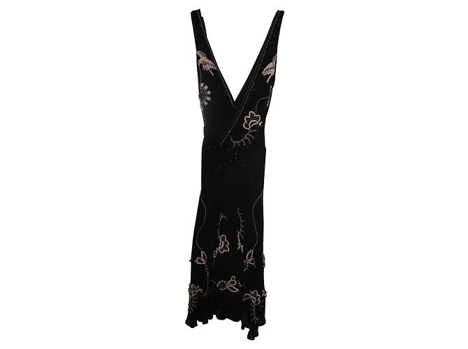 Temperley London Maxikleid aus schwarzer Seide mit Perlen - Ansicht 4