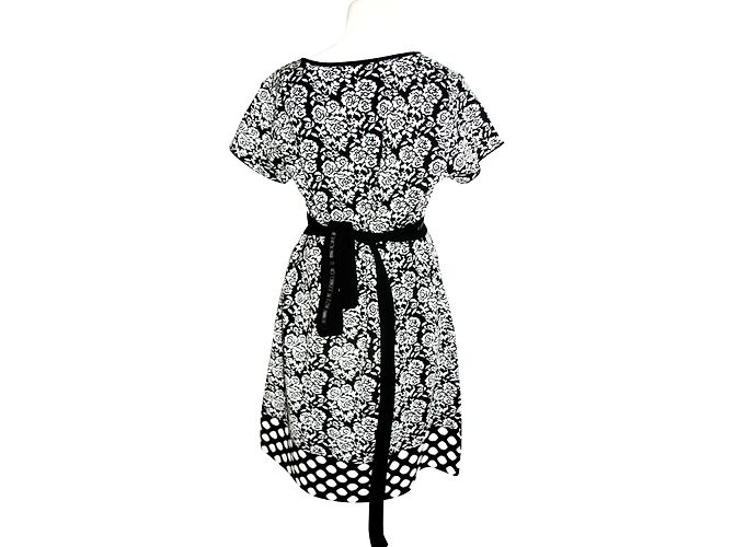 Abito Twin Set Simona Barbierie Bianco e Nero Floreale Lana e Seta M - vista 2