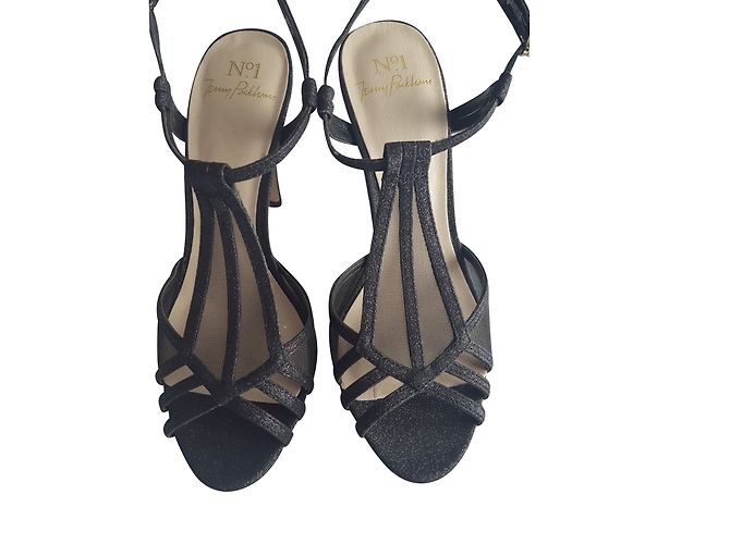 Jenny Packham Sandali da sera glitterati Nero Metallico - vista 3