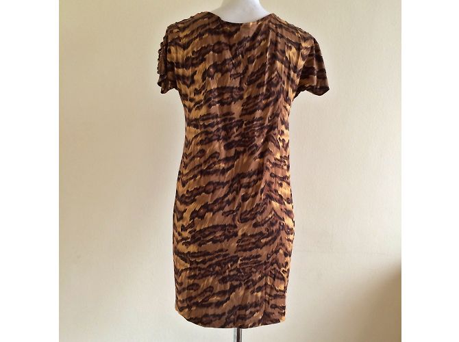 Vestido Gorro de seda con estampado de leopardo Diane Von Furstenberg Castaño Caramelo - vista 3