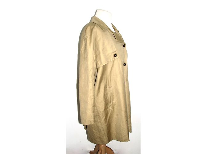 Abrigo Maison Scotch La Femme Salon Marie Mostaza Algodón Lino - vista 3