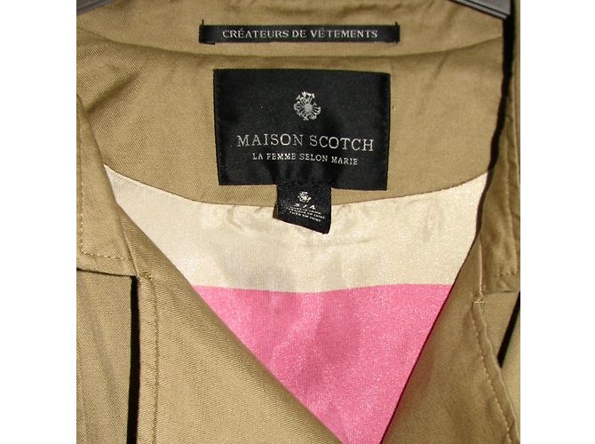 Abrigo Maison Scotch La Femme Salon Marie Mostaza Algodón Lino - vista 5