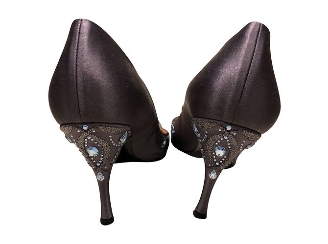 Décolleté Sergio Rossi in seta grigio argento 39 - vista 3