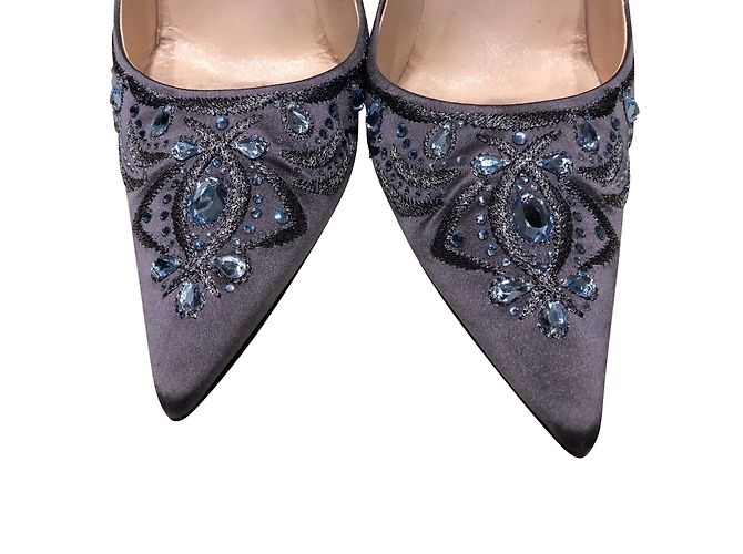 Décolleté Sergio Rossi in seta grigio argento 39 - vista 4
