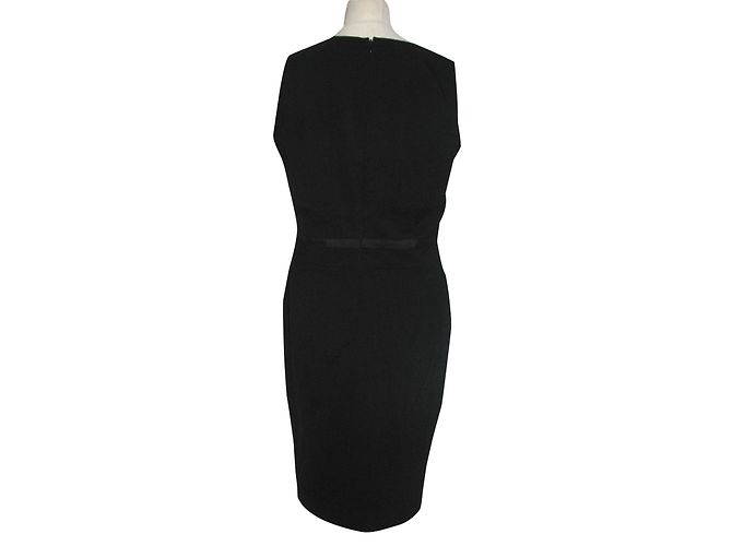 Vestido negro de lana René Lezard con cuello en V - vista 2