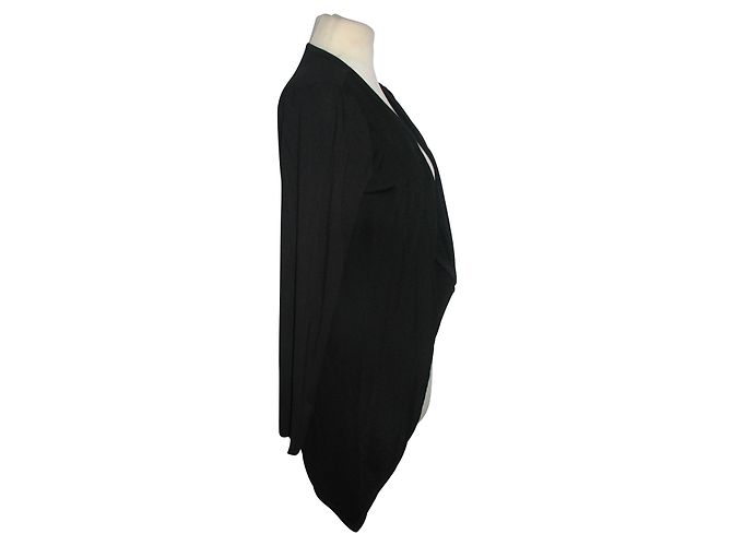 DKNY Schwarze Strickjacke Offen Wasserfallkragen - Ansicht 2