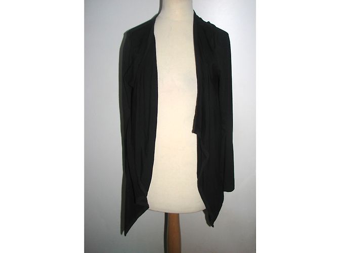 DKNY Schwarze Strickjacke Offen Wasserfallkragen - Ansicht 4