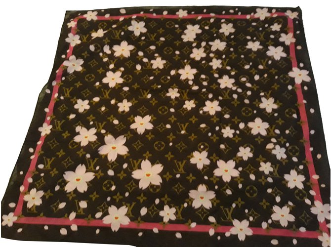 Louis Vuitton Bufanda "Cherry Blossom" Marrón oscuro - vista 2