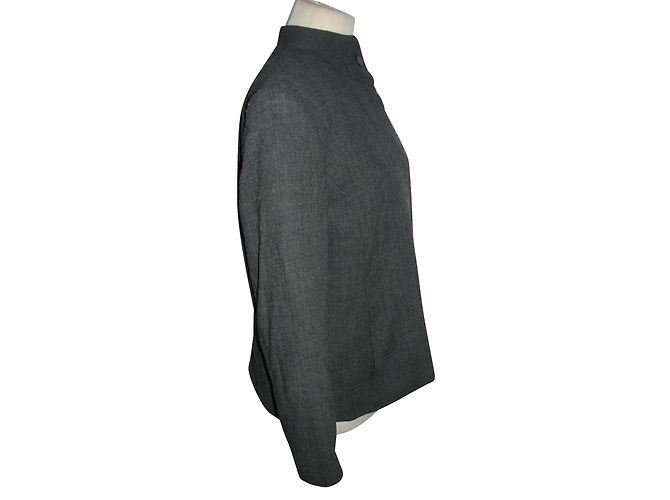 Oscar de la Renta Grey Wool Blend Jacket - view 2