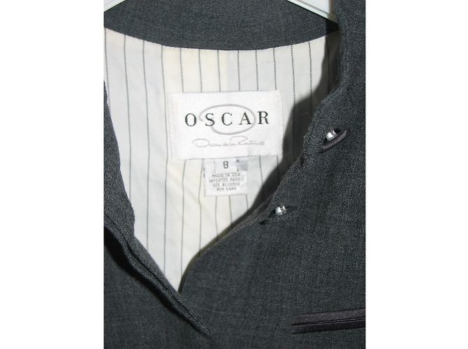 Oscar de la Renta Grey Wool Blend Jacket - view 4