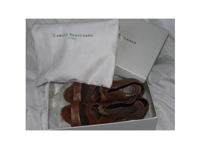 Sandali Ankle Wrap Camilla Skovgaard in pelle castagna - vista 4