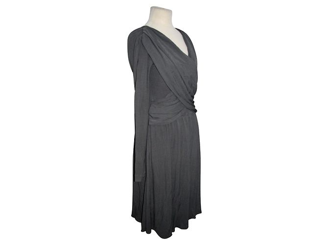 Halston Heritage Kleid aus grauer Viskose - Ansicht 3