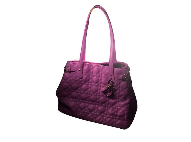 Christian Dior Panarea Handtasche Fuchsia Leinen - Ansicht 2