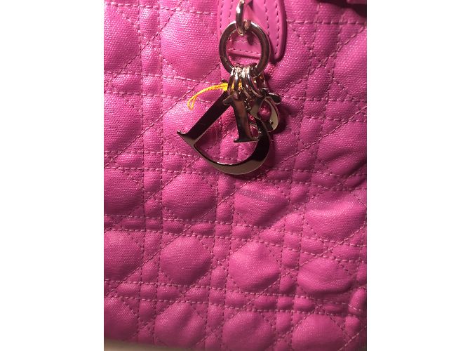 Christian Dior Panarea Handtasche Fuchsia Leinen - Ansicht 4