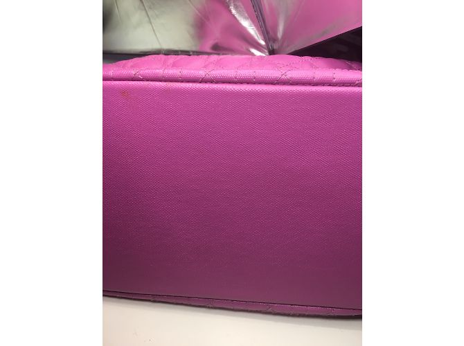 Christian Dior Panarea Handtasche Fuchsia Leinen - Ansicht 8