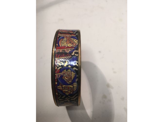 Bracciale Hermès in metallo smaltato blu motivi pesci Multicolore - vista 3