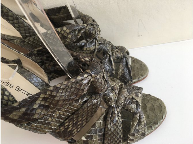 Sandali con zeppa Alexandre Birman Python Khaki Cachi Stampa python Taupe - vista 4