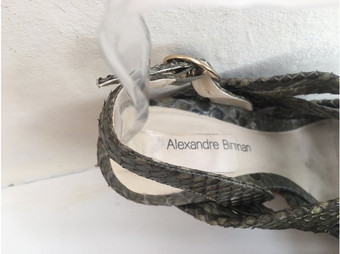 Sandali con zeppa Alexandre Birman Python Khaki Cachi Stampa python Taupe - vista 5