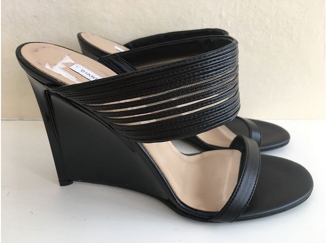 Mule con zecca Diane Von Furstenberg Valencia in pelle nera Nero - vista 3