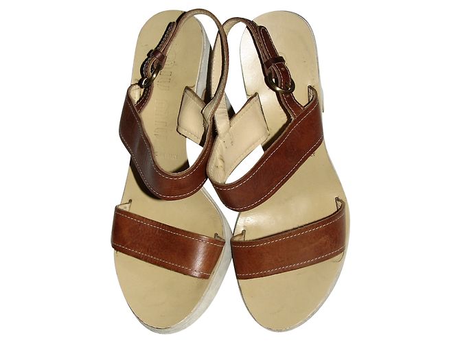 Sandali Miu Miu in pelle e scamosciata marrone beige - vista 2