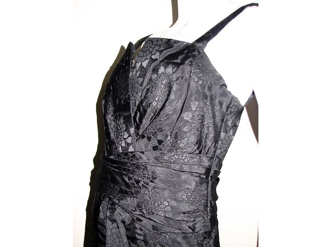 Vestido de cóctel negro Vera Wang Lavender Line de seda - vista 11