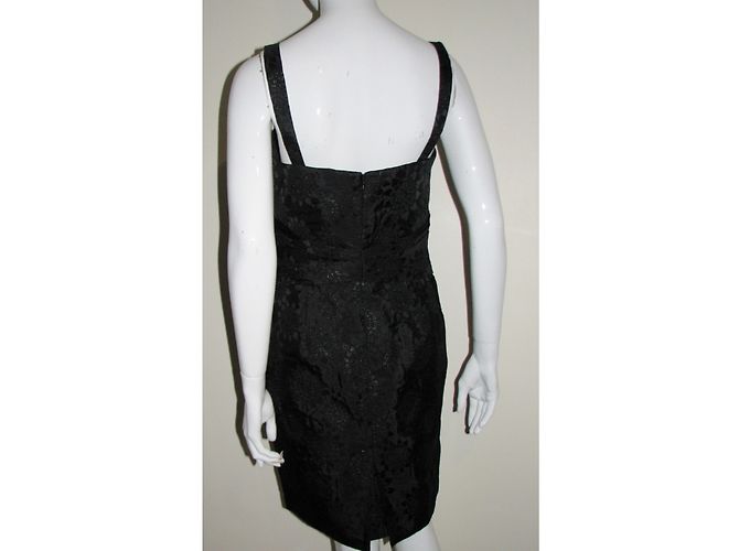 Vestido de cóctel negro Vera Wang Lavender Line de seda - vista 3