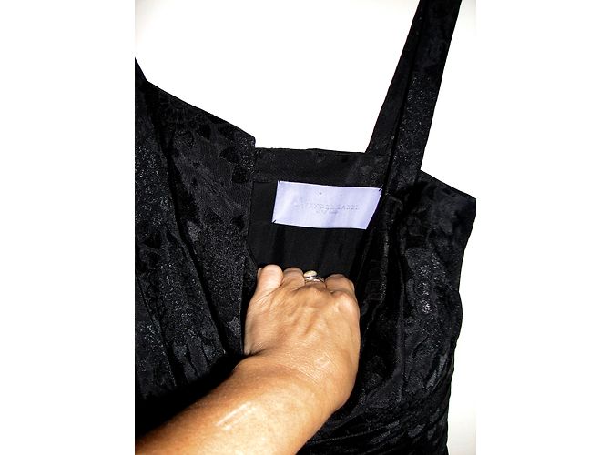 Vestido de cóctel negro Vera Wang Lavender Line de seda - vista 8
