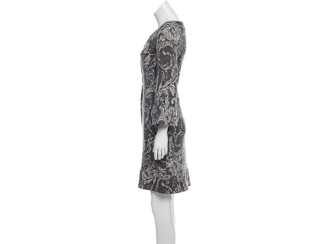 Diane Von Furstenberg Gaby Wollkleid grau Blumenmuster Anthrazitgrau - Ansicht 2