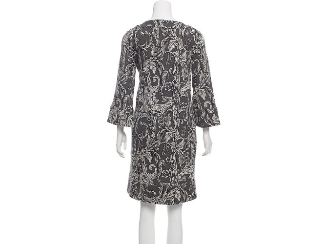 Diane Von Furstenberg Gaby Wollkleid grau Blumenmuster Anthrazitgrau - Ansicht 3