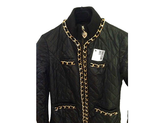 Giacca Love Moschino Nera con Catene Dorate - vista 2