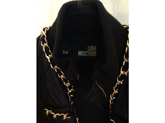 Giacca Love Moschino Nera con Catene Dorate - vista 3
