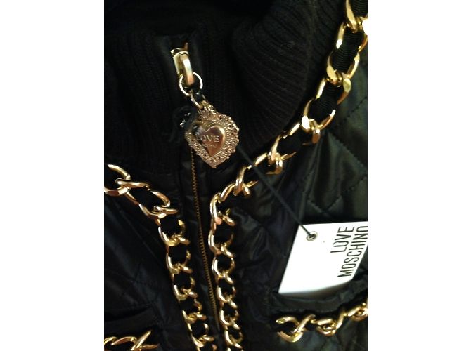 Giacca Love Moschino Nera con Catene Dorate - vista 4