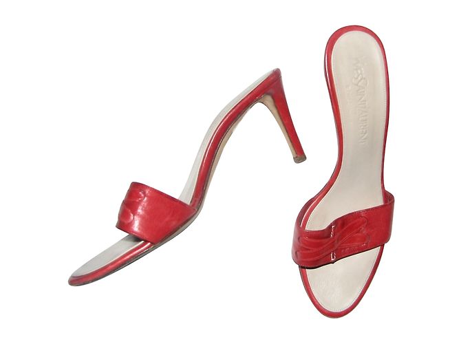 Mules Yves Saint Laurent Rive Gauche in pelle rossa Rosso - vista 2