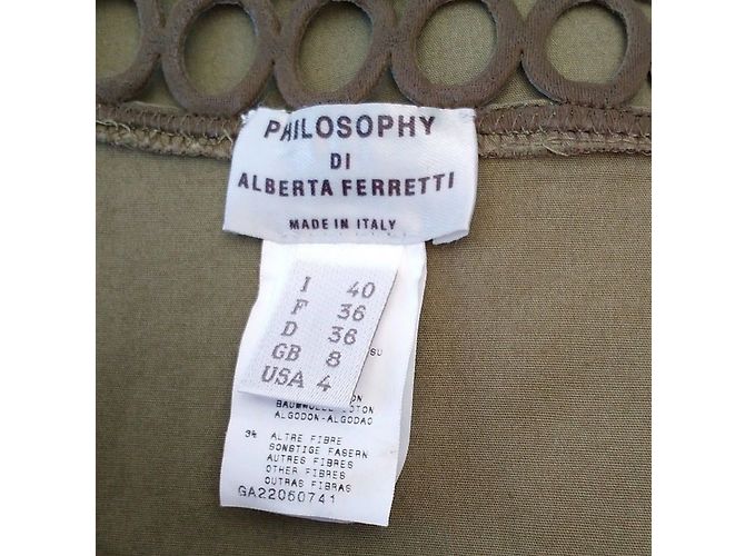 Falda de algodón Philosophy Di Alberta Ferretti caqui - vista 3