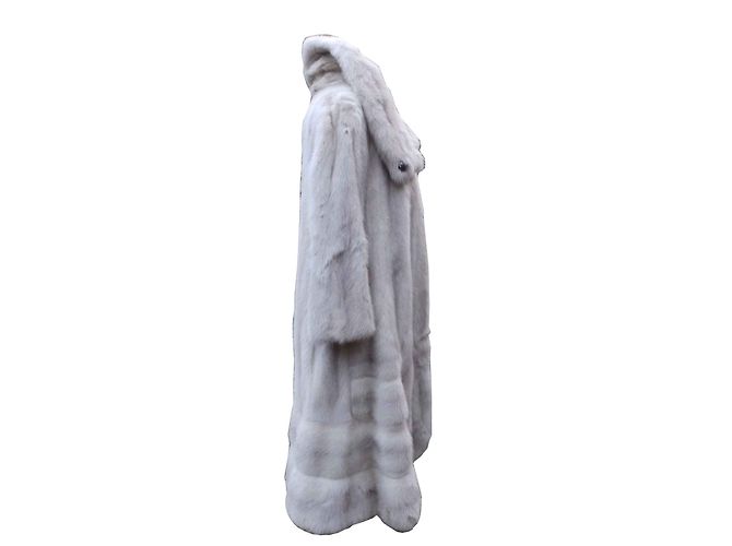 Autre Marque Cappotto vintage in visone naturale Bianco sporco - vista 2
