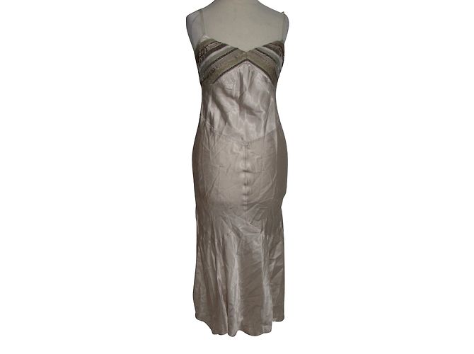 Karen Millen Satin Abendkleid Champagner Spitze und Samt - Ansicht 2