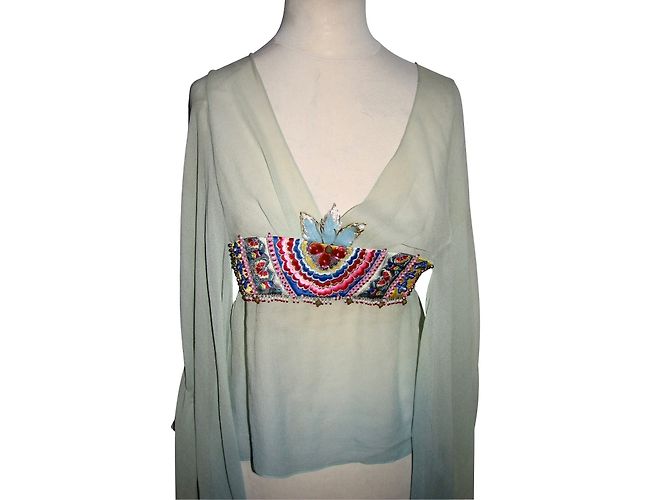 Túnica de gasa de seda Jenny Packham verde turquesa - vista 3