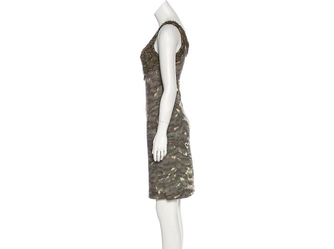 Diane Von Furstenberg Agala Strickkleid mit Perlen khaki - Ansicht 2