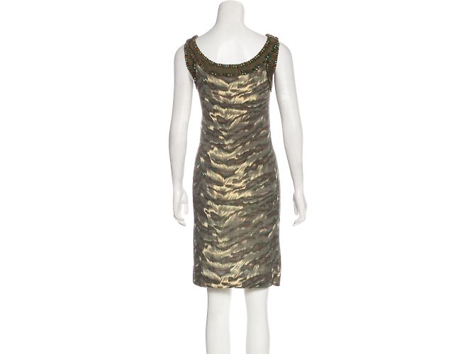 Diane Von Furstenberg Agala Strickkleid mit Perlen khaki - Ansicht 3