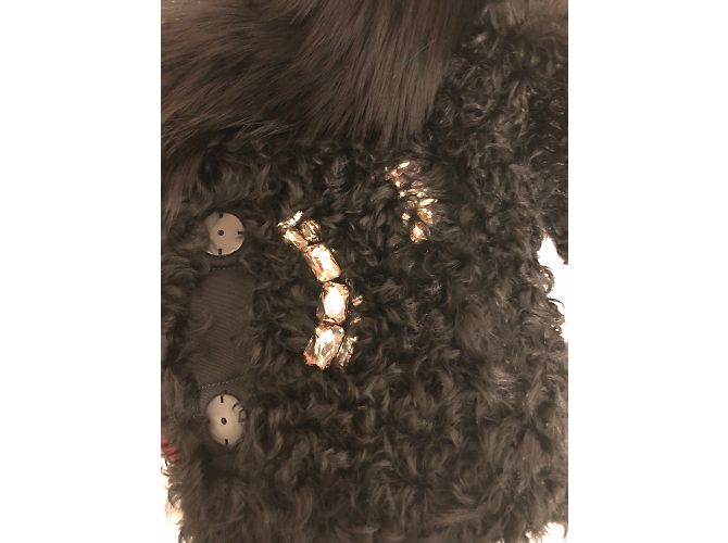 Chaqueta Lanvin de piel negra con bordado de gemas Negro - vista 5