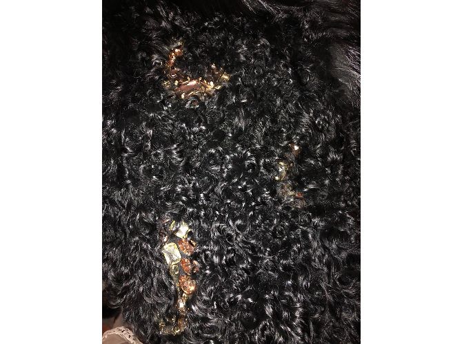 Chaqueta Lanvin de piel negra con bordado de gemas Negro - vista 6