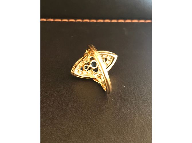 Autre Marque Anello Marquise in oro giallo 18 carati con zaffiri e diamanti D'oro - vista 5