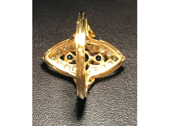 Autre Marque Anello Marquise in oro giallo 18 carati con zaffiri e diamanti D'oro - vista 10