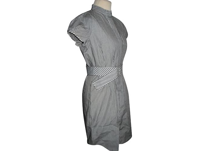 Diane Von Furstenberg Falk Hemdkleid aus Baumwolle weiß grau - Ansicht 2
